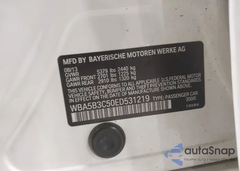 2014 BMW 535I xDrive z USA, uszkodzony, nr VIN WBA5B3C50ED531219